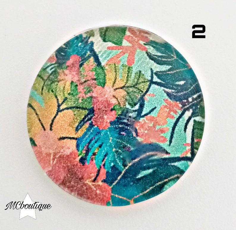 2 pineapple toucan Flowers 12mm glass cabochons