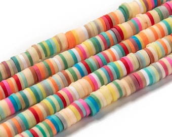 Heishi 200 round beads polymer clay 6mm multicolored