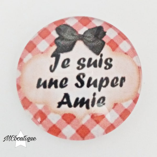 Cabochon Super Amie verre 30mm 25mm 20mm 18x13mm motif Vichy