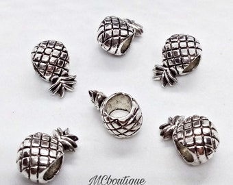 10 silver metal pineapple beads 12 mm
