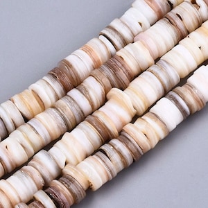 HEISHI natural shell 50 pearly rondelle beads 6mm