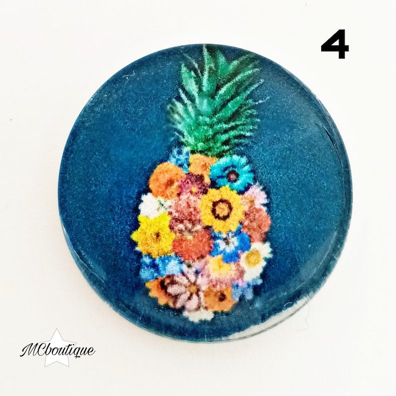 2 pineapple toucan Flowers 12mm glass cabochons