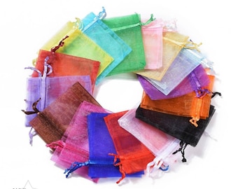 10 sacs organza 9x7cm multicolore