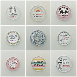 Cabochon Marraine verre 30mm 25mm 20mm 16mm 14mm modèles au choix