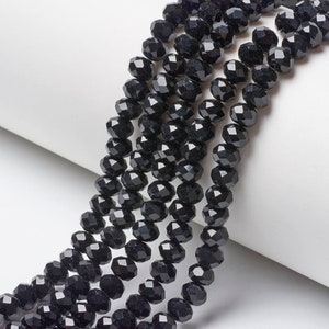 Black glass faceted beads 4mm 6mm