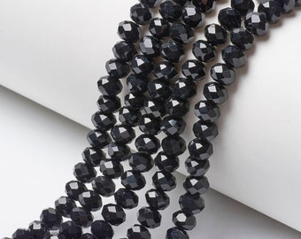 Perles à facettes verre noir 4mm 6mm