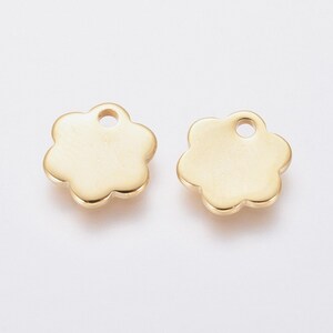 10 gold or silver stainless steel flower charms 10mm image 3