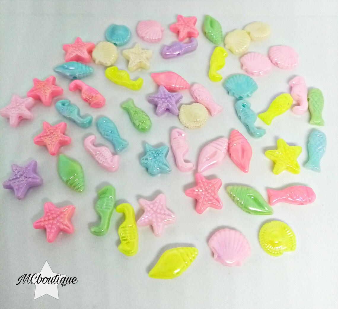 25 multicolored acrylic sea theme beads Etsy