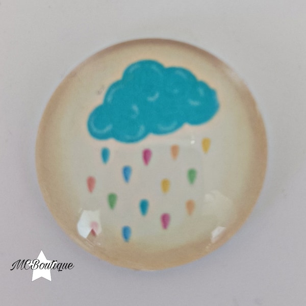 Cabochon nuage et pluie multicolore verre 30mm 25mm 20mm 16mm