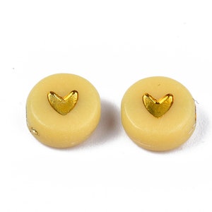 25, 100 perles rondelles cœur acrylique multicolore doré 7mm image 3