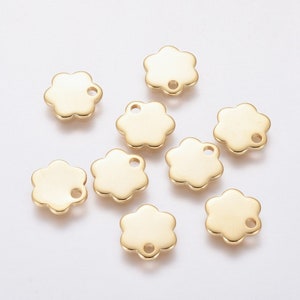 10 gold or silver stainless steel flower charms 10mm Or