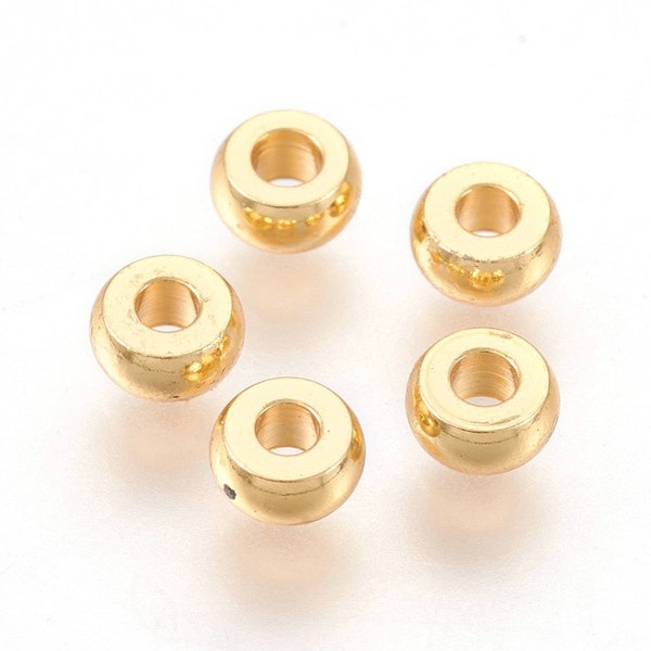 20 perles rondelles intercalaires en acier inoxydable doré 4mm