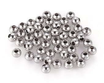 Perles intercalaire acier inoxydable 3mm ou 4mm ou 6mm