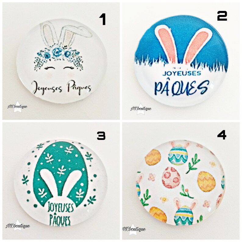 2 Easter cabochons 12mm glass