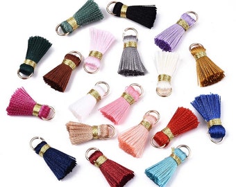 10 multicolored polyester pompom charms 20mm