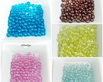 50 perles en verre flashées 4mm multicolore