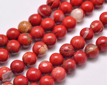 50 perles Jaspe rouge naturelle pierre gemme 4mm