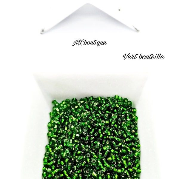 Perles de rocaille 8/0 verre 20g vert bouteille