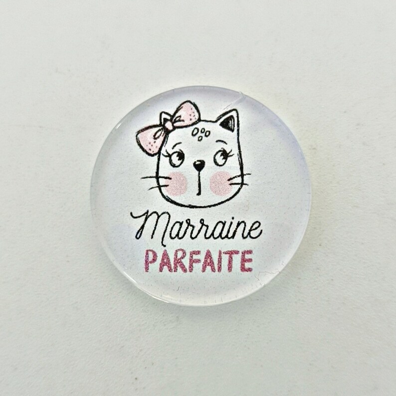 Cabochon Marraine verre 30mm 25mm 20mm 16mm 14mm modèles au choix Marraine parfaite