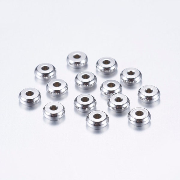 20 spacer beads in stainless steel stainless steel color 5mm