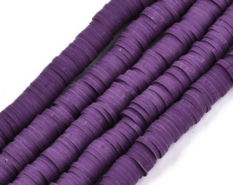 HEISHI Violet 100 perles rondelles 6mm pâte polymère