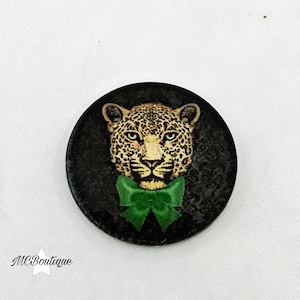 Cabochon Léopard nœud papillon verre 30mm 25mm 20mm 14mm 12mm
