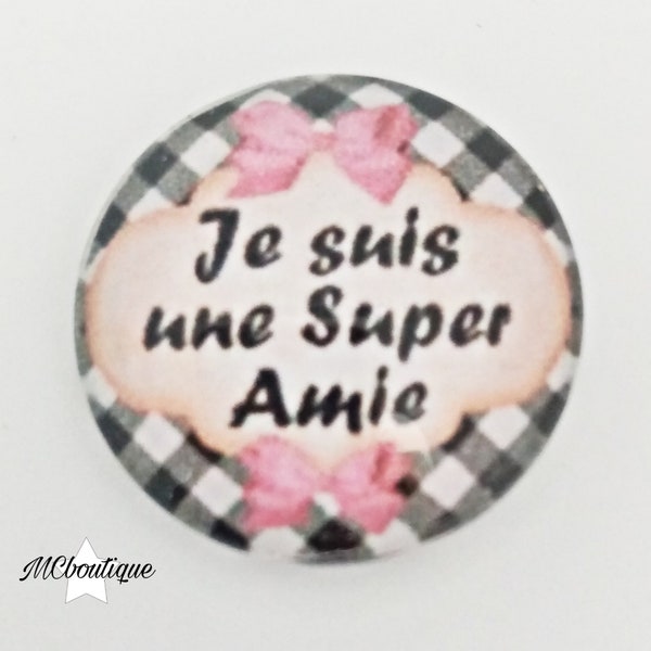 Cabochon Super Amie verre 30mm 25mm 20mm 18x13mm motif Vichy