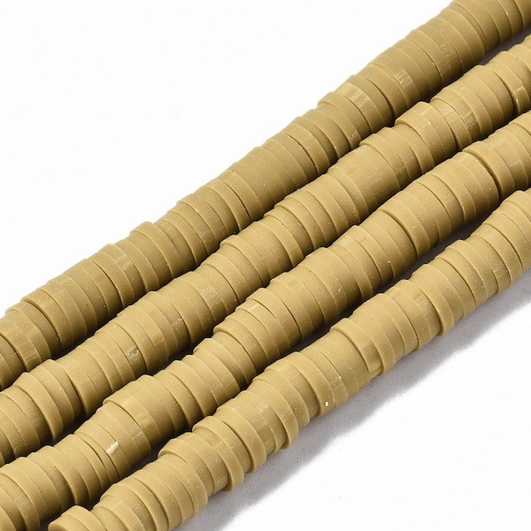 HEISHI Khaki 100 round beads 6mm polymer clay