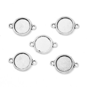 5, 10, 20, 50 connecteurs support cabochon 12mm métal argenté