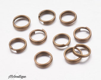 100 anneaux de jonction double métal bronze 6mm