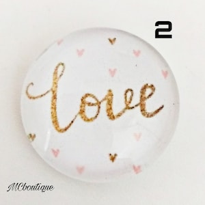 Cabochon Love verre 30mm 25mm 20mm 16mm 14mm 12mm