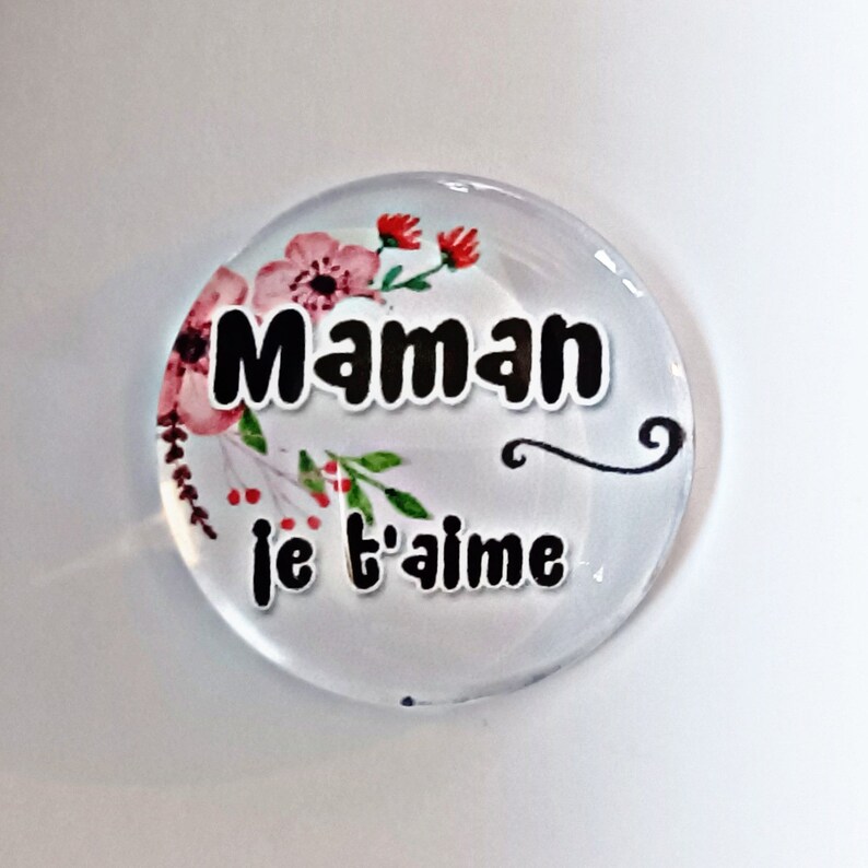 Cabochon Maman verre 30mm 25mm 20mm 16mm 14mm Modèles au choix Maman je t'aime