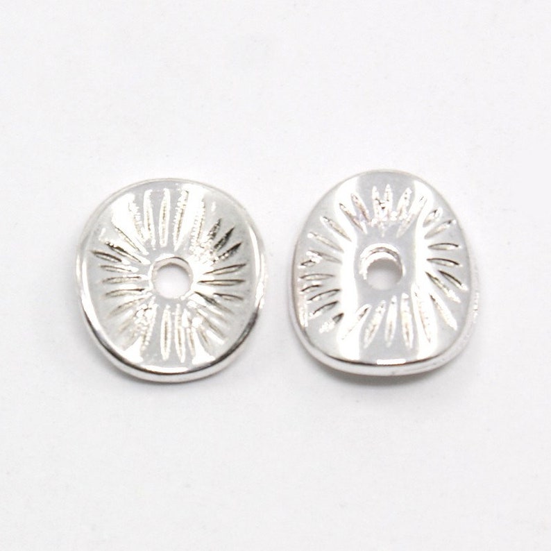 20, 50 curved disc beads 9mm silver metal image 1