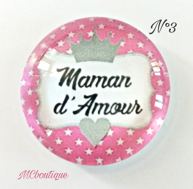 Cabochon Maman d'Amour verre 30mm 25mm 20mm 16mm 18x13mm image 1