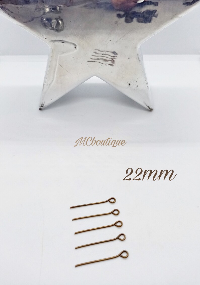 20, 50 bronze metal eye rods different sizes 22mm, lot de 20