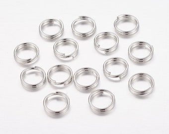 50 double junction rings 6mm silver metal