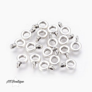 10, 20 perline tonde attaccano un ciondolo in metallo argentato 6,5x2 mm