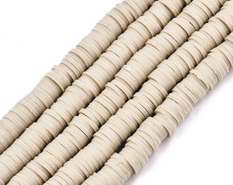 HEISHI Beige 100 perles rondelles 6mm pâte polymère