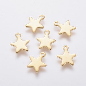 10 star charms in gold or silver stainless steel 10mm image 2