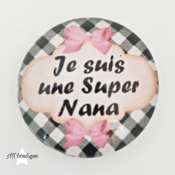 Cabochon Super Nana verre 30mm 25mm 20mm 18x13mm motif Vichy