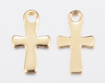 10 gold or silver stainless steel cross charms