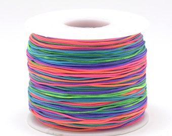 Round polyester cord 1mm rainbow sold by the meter