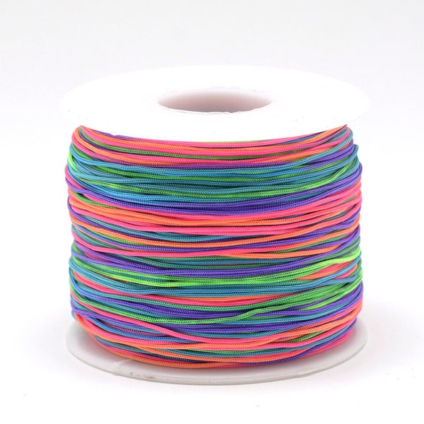 Cordon rond polyester 1mm arc-en-ciel vendu au mètre