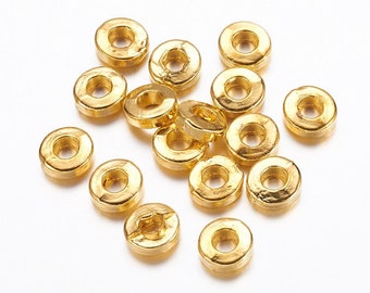 30 perles rondelles intercalaires métal doré ou argenté 6mm