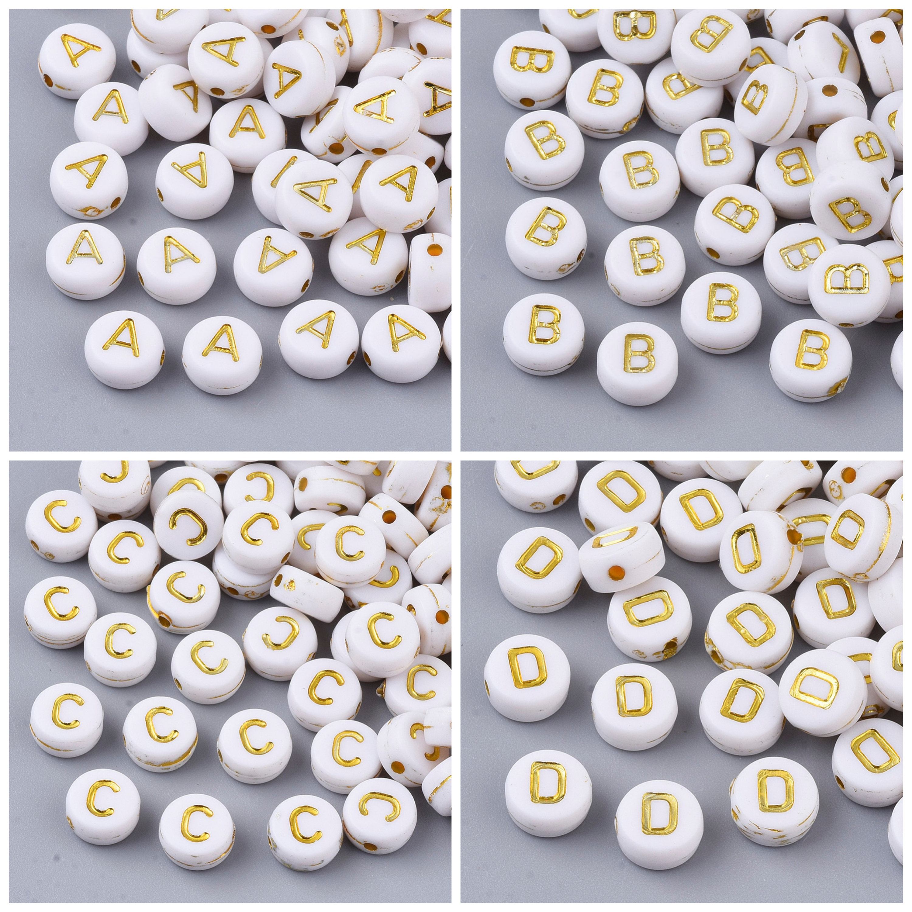 White Alphabet VOWELS ONLY 6mm Square Plastic Pony Beads 