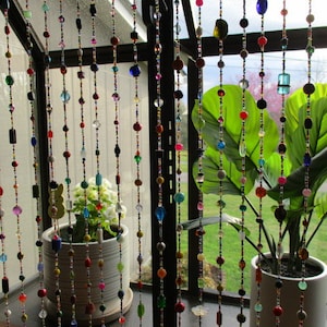 Unique Multi-Colored Glass Bead Strands Window Curtain