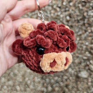 Porte-clés en peluche vache Highland fait main | de sac au crochet | Joli cadeau écossais