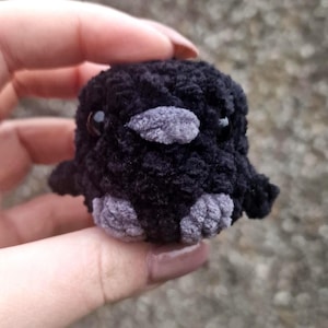 Tiny Crow Plush – Mini Crochet Crow – Amigurumi Bird Plush – Cute Gothic Crow Plush – UKCA Tested Soft Toy