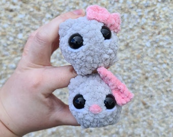 Viral TikTok Sad Hamster Cuddly Crochet Toy or Keyring Plushie Meme with Pink Bow