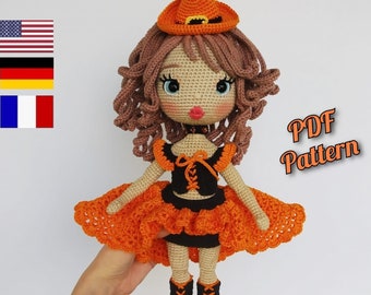 Halloween Astrid Doll Crochet Amigurumi Doll Base, Tutorial in English, Deutsch, Français